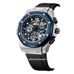 BENTLEY THE KNIGHT BL-25-80 Black Silver Dial Black Rubber Strap