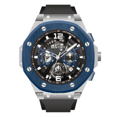 BENTLEY THE KNIGHT BL-25-80 Black Silver Dial Black Rubber Strap