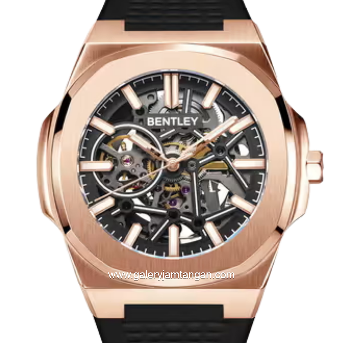 BENTLEY THE MARQUESS BL-34-41 Automatic Black Rosegold Dial Black Rubber Strap