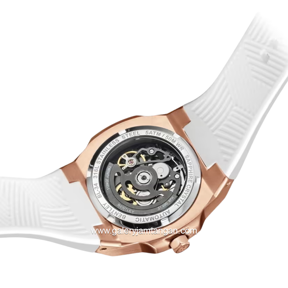 BENTLEY THE MARQUESS BL-34-90 Automatic White Rosegold Dial White Rubber Strap