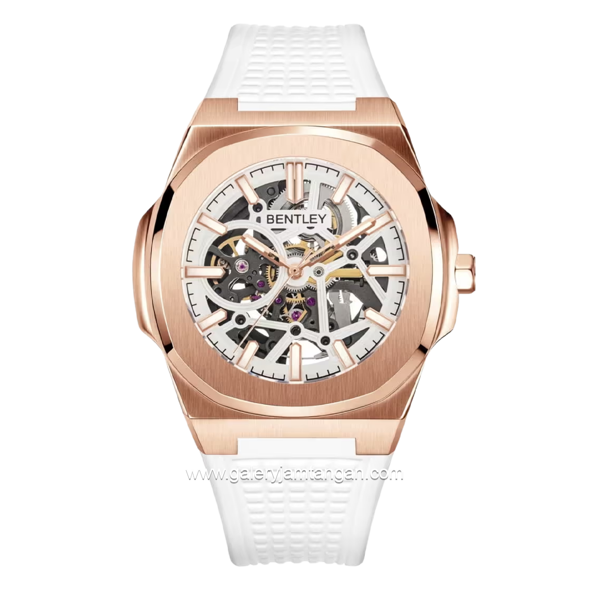 BENTLEY THE MARQUESS BL-34-90 Automatic White Rosegold Dial White Rubber Strap