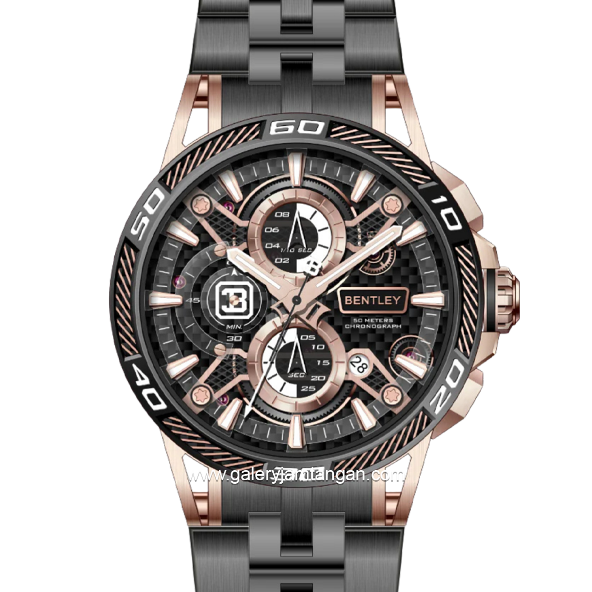BENTLEY THE OUROBOROS BL-40-00 Chronograph Black Rosegold Stainless Steel Strap