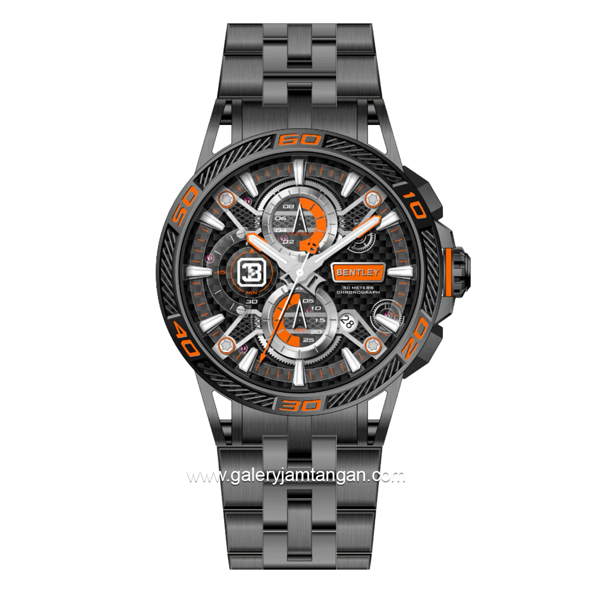 BENTLEY THE OUROBOROS BL-40-26 Chronograph Black Jarum Orange Stainless Steel Strap