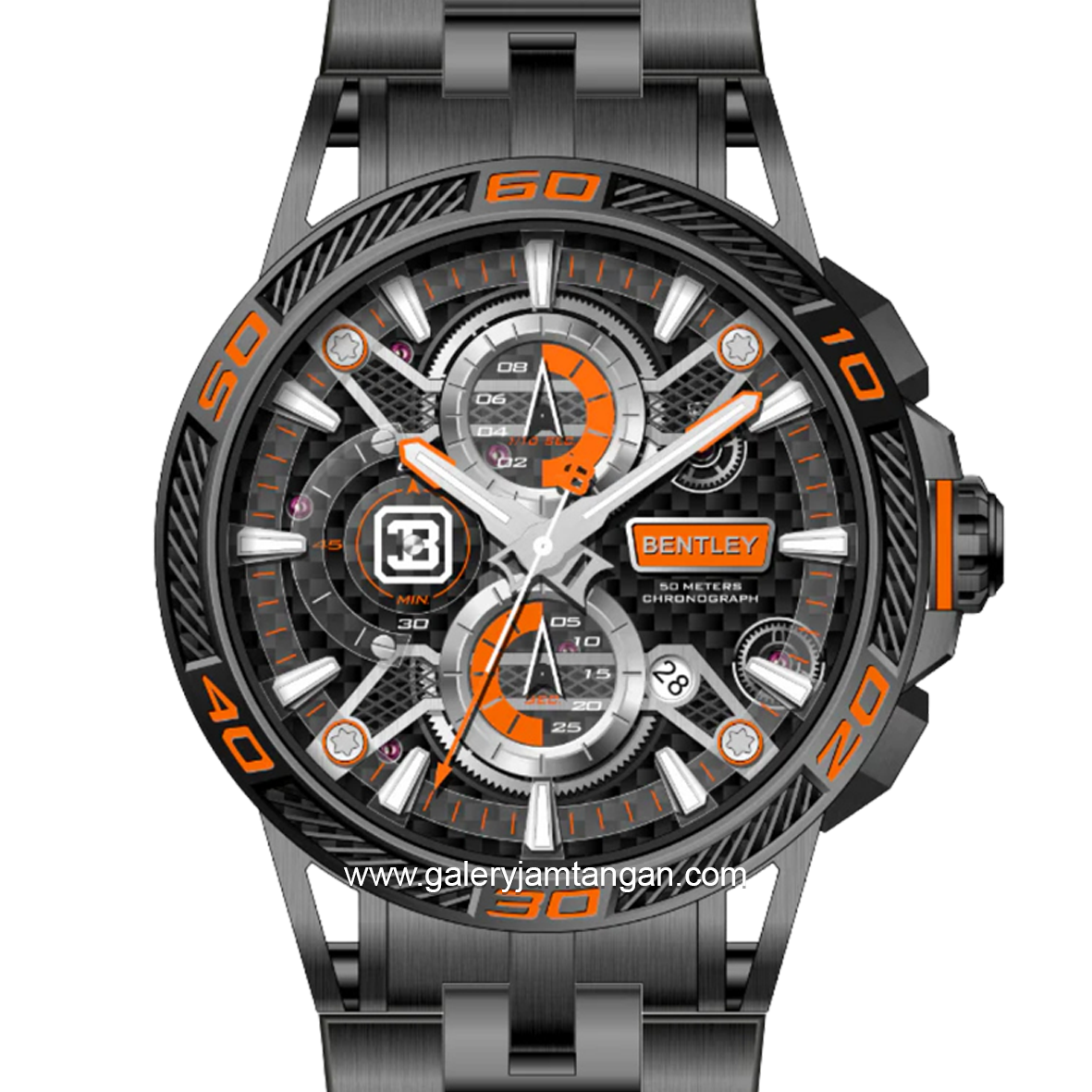 BENTLEY THE OUROBOROS BL-40-26 Chronograph Black Jarum Orange Stainless Steel Strap
