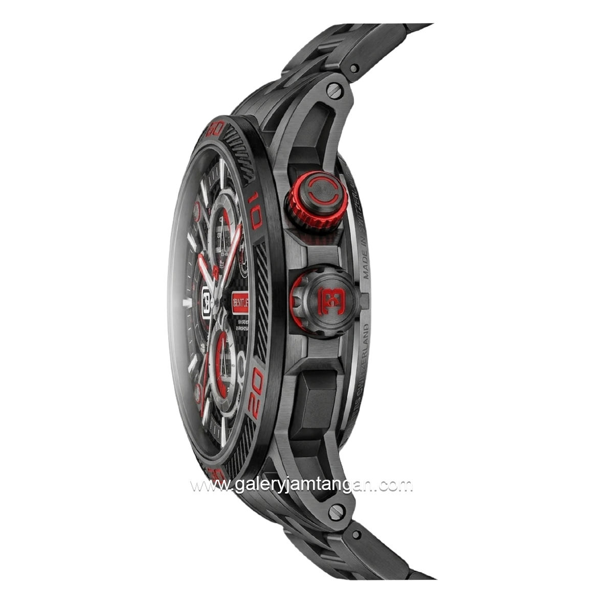 BENTLEY THE OUROBOROS BL-40-27 Chronograph Black Jarum Red Stainless Steel Strap