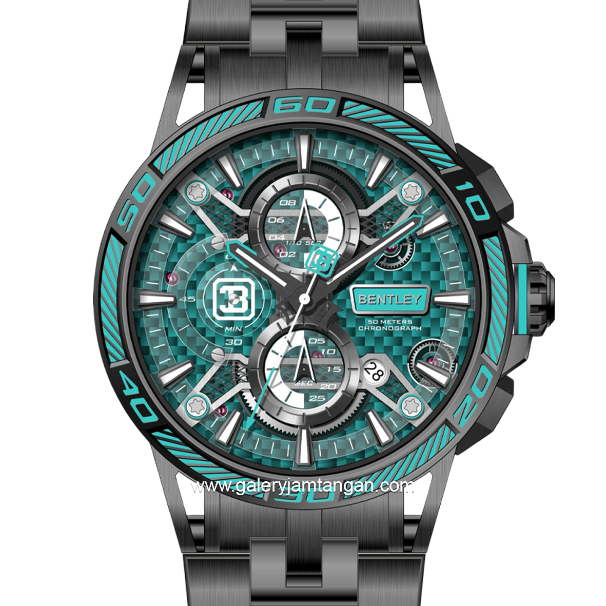 BENTLEY THE OUROBOROS BL-40-29 Chronograph Black Jarum Tosca Stainless Steel Strap