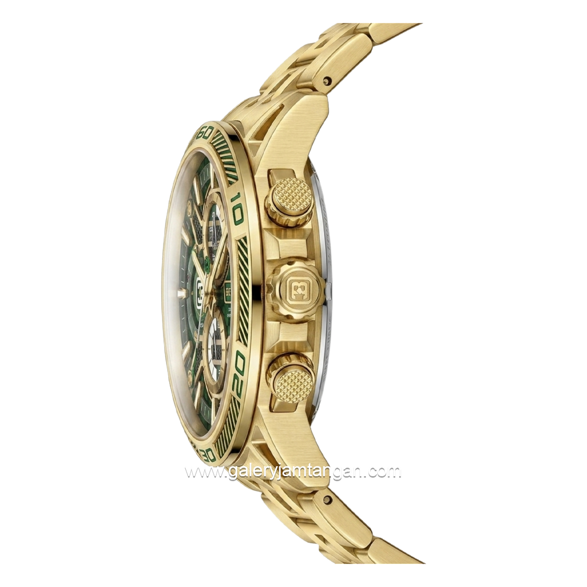BENTLEY THE OUROBOROS BL-40-31 Chronograph Gold Jarum Green Stainless Steel Strap