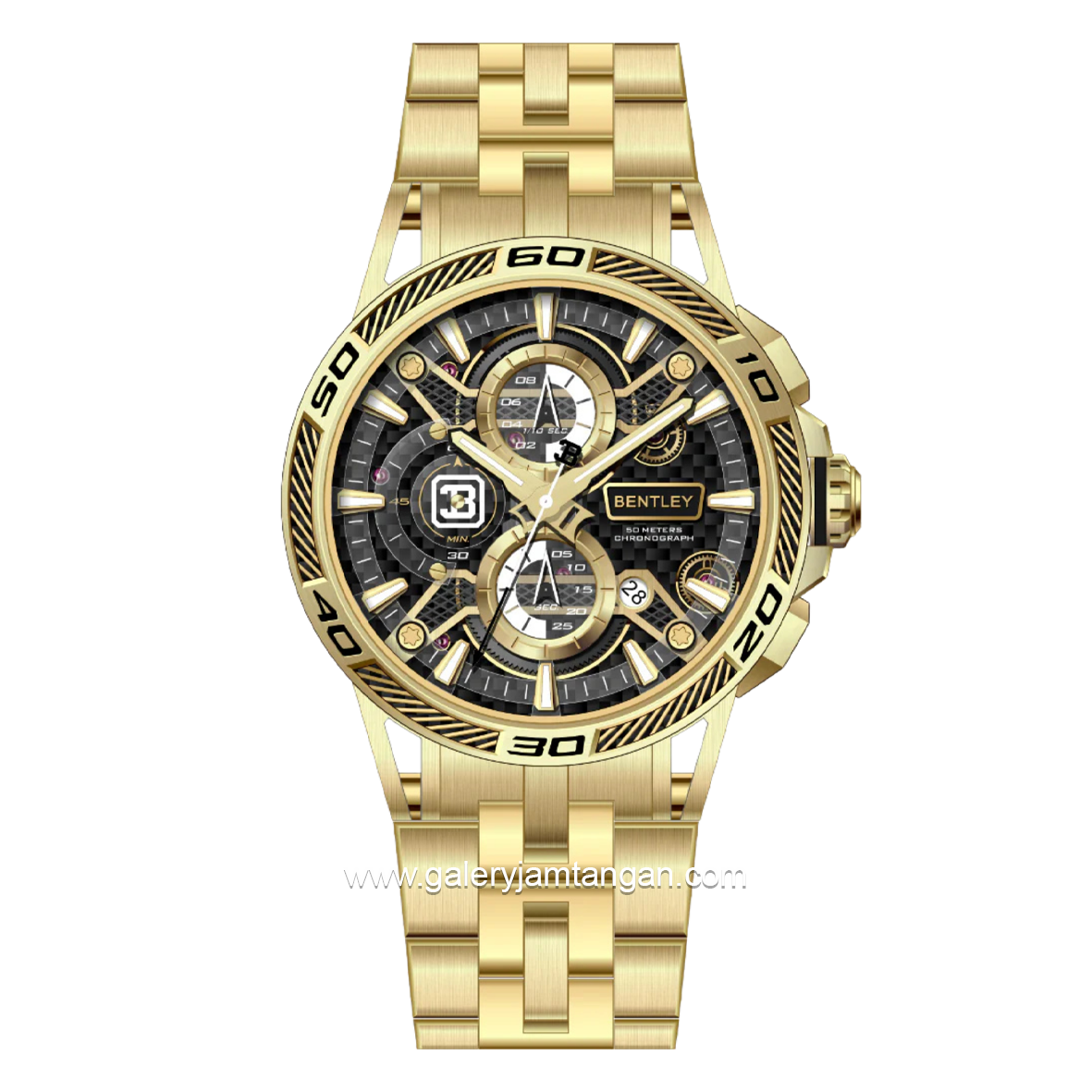 BENTLEY THE OUROBOROS BL-40-33 Chronograph Gold Dial Black Stainless Steel Strap