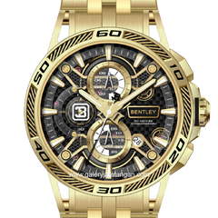 BENTLEY THE OUROBOROS BL-40-33 Chronograph Gold Dial Black Stainless Steel Strap
