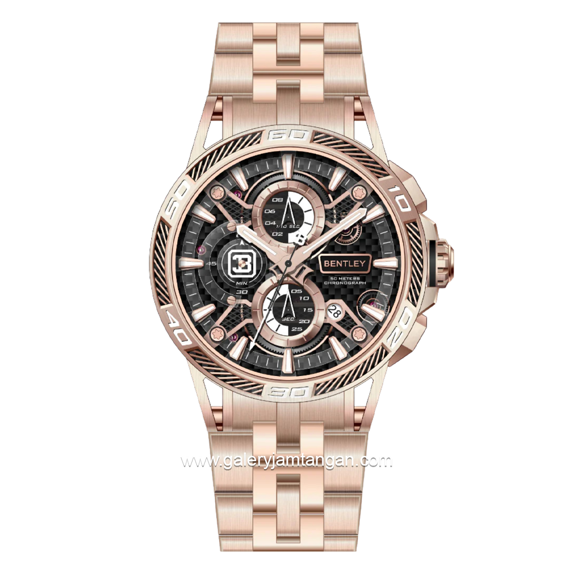 BENTLEY THE OUROBOROS BL-40-48 Chronograph Rosegold Dial Black Stainless Steel Strap