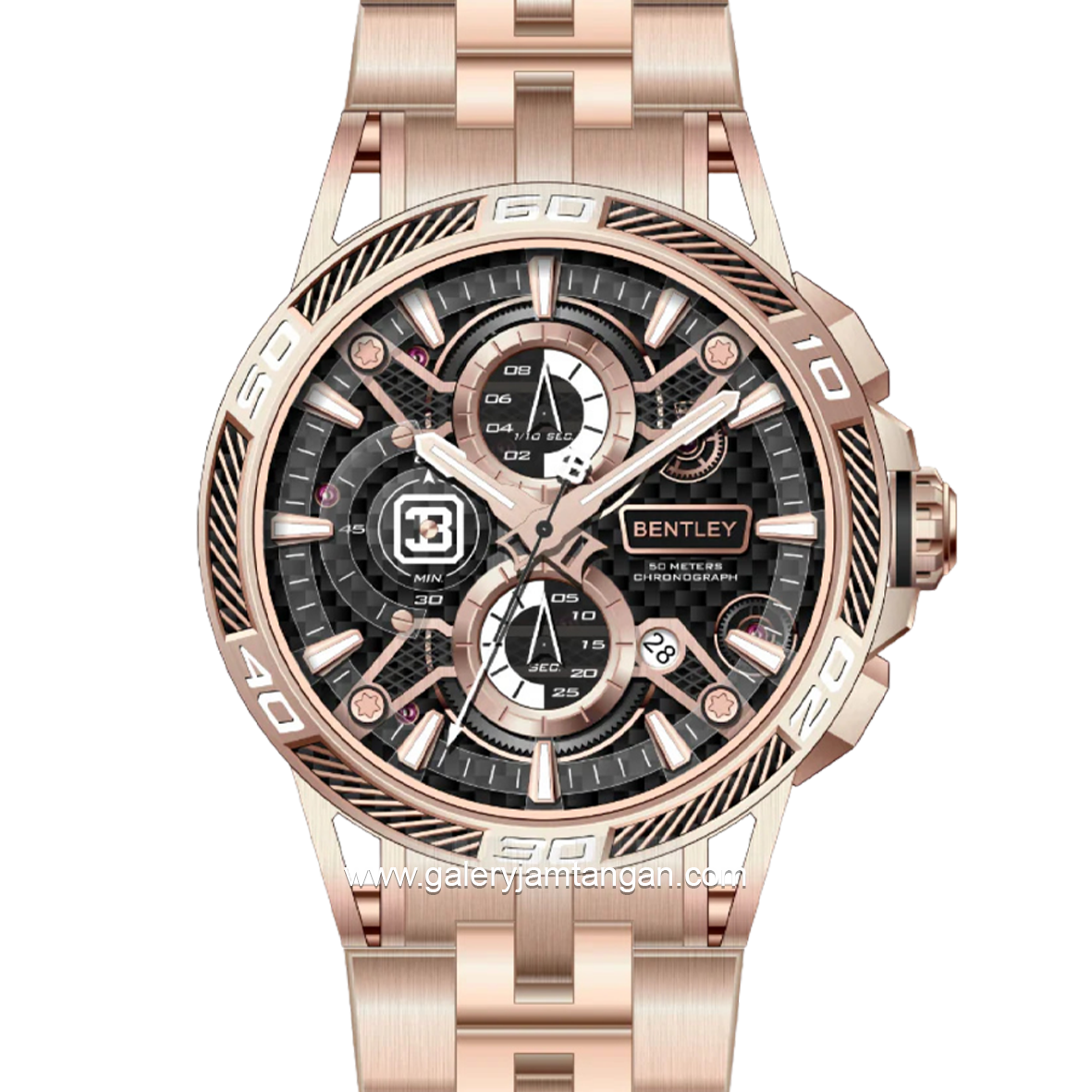 BENTLEY THE OUROBOROS BL-40-48 Chronograph Rosegold Dial Black Stainless Steel Strap