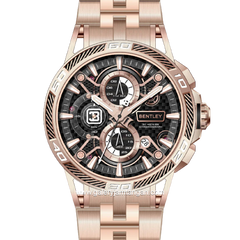 BENTLEY THE OUROBOROS BL-40-48 Chronograph Rosegold Dial Black Stainless Steel Strap