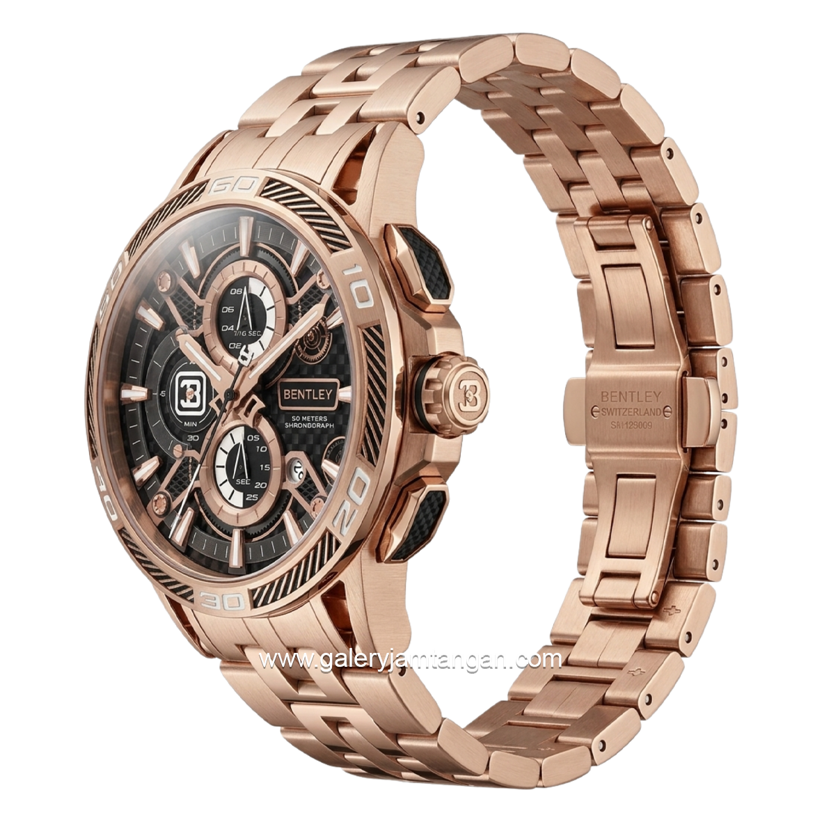 BENTLEY THE OUROBOROS BL-40-48 Chronograph Rosegold Dial Black Stainless Steel Strap