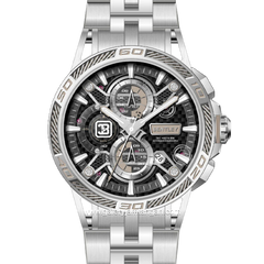 BENTLEY THE OUROBOROS BL-40-69 Chronograph Silver Dial Black Stainless Steel Strap