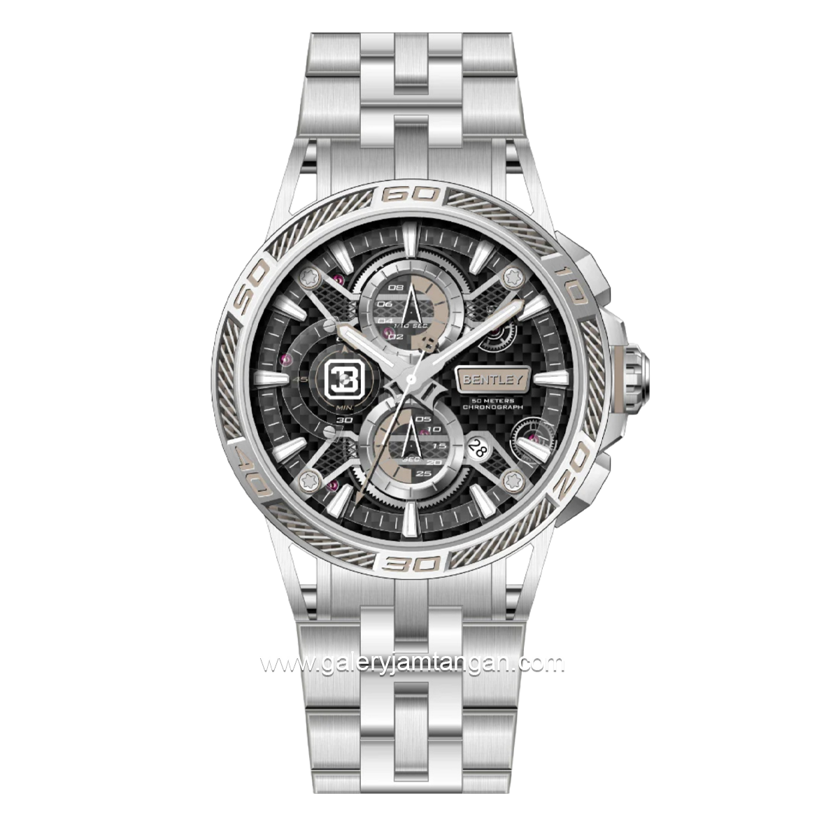 BENTLEY THE OUROBOROS BL-40-69 Chronograph Silver Dial Black Stainless Steel Strap