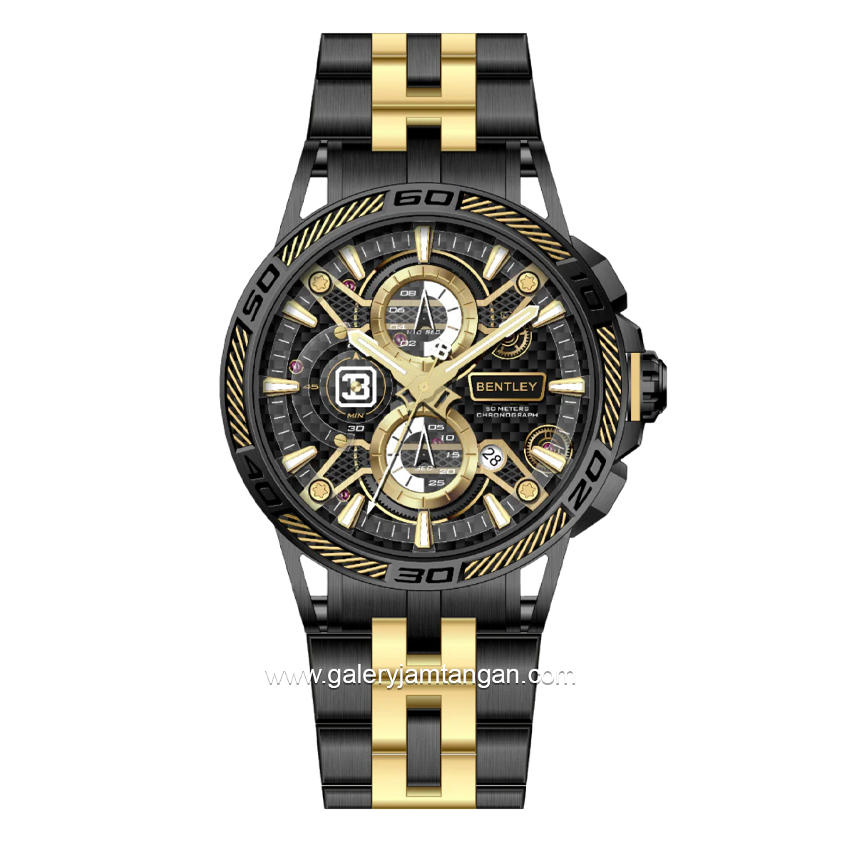 BENTLEY THE OUROBOROS BL-40-93 Chronograph Black Combi Gold Dial Black Stainless Steel Strap