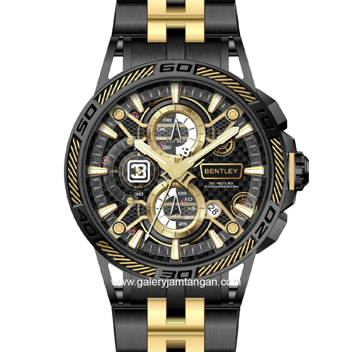BENTLEY THE OUROBOROS BL-40-93 Chronograph Black Combi Gold Dial Black Stainless Steel Strap