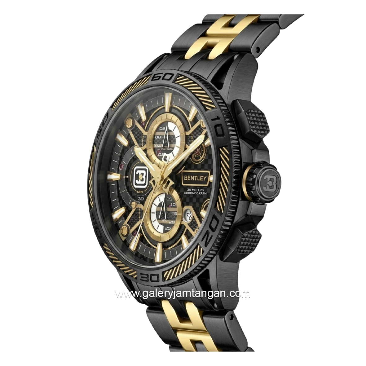 BENTLEY THE OUROBOROS BL-40-93 Chronograph Black Combi Gold Dial Black Stainless Steel Strap