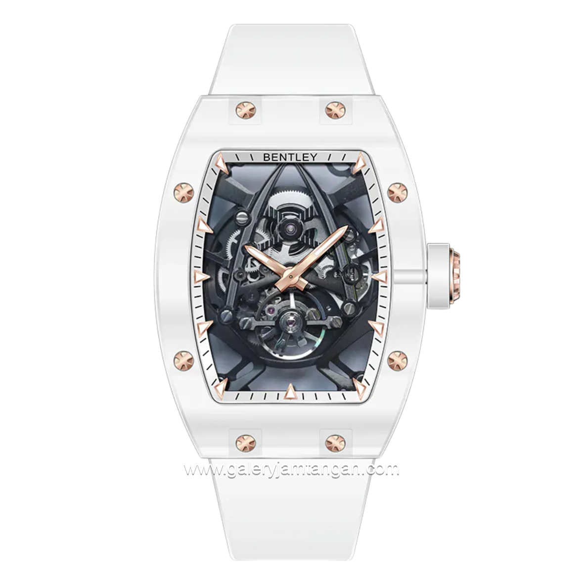 BENTLEY THE BLANCHE BL-72-75 Automatic White Rosegold Rubber Strap
