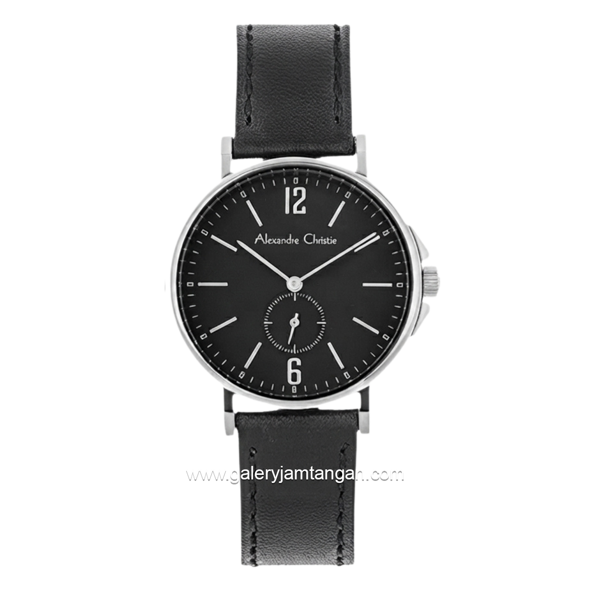 Alexandre Christie AC 8458 LSLSSBA Black Silver Dial Black Leather Strap