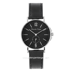 Alexandre Christie AC 8458 LSLSSBA Black Silver Dial Black Leather Strap
