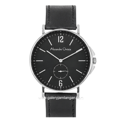 Alexandre Christie AC 8458 MSLSSBA Black Silver Dial Black Leather Strap