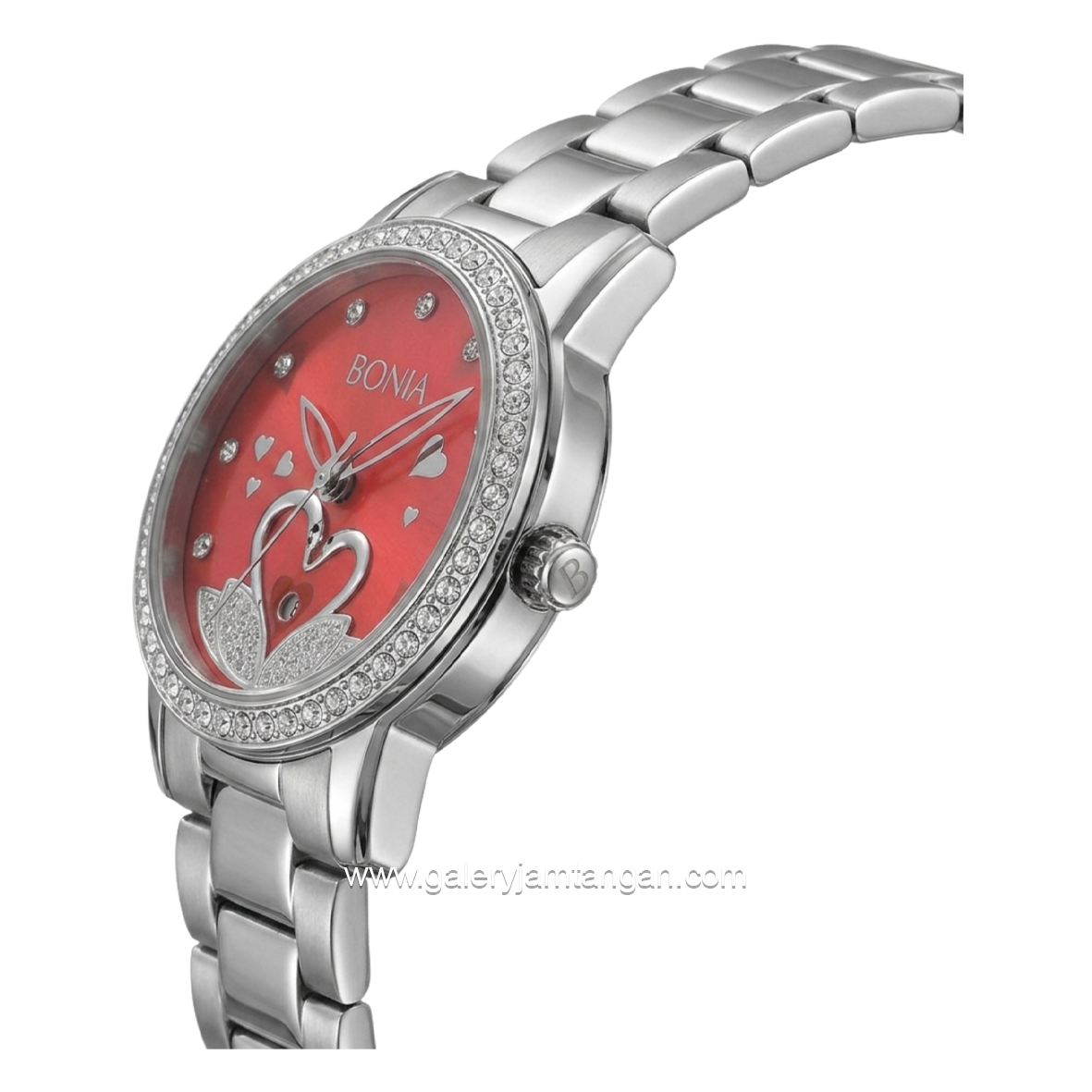 BONIA BNB10107-2367S Silver Dial Red Stainless Steel Strap