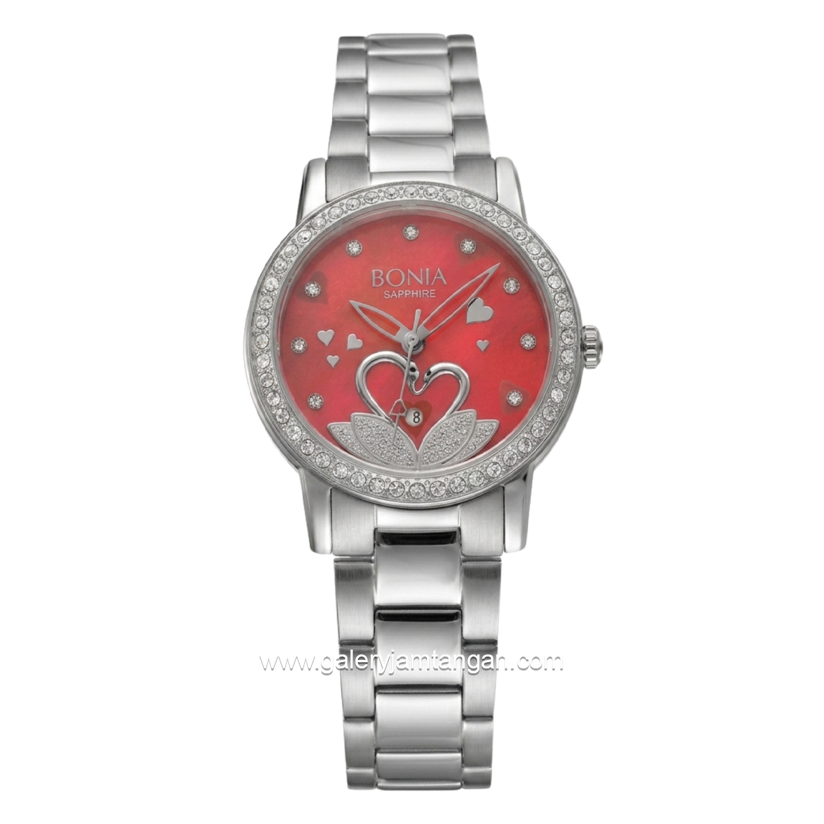 BONIA BNB10107-2367S Silver Dial Red Stainless Steel Strap