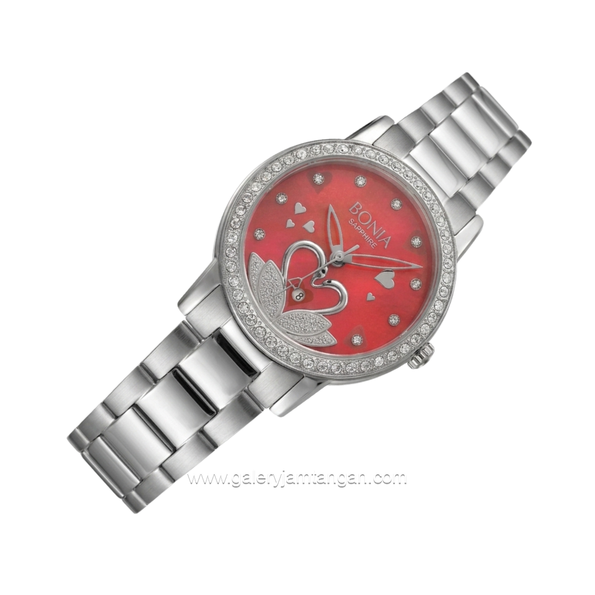 BONIA BNB10107-2367S Silver Dial Red Stainless Steel Strap