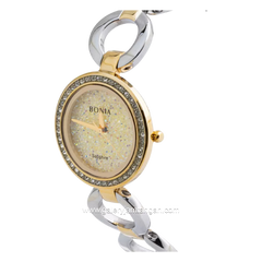 BONIA BNB10181-2127S Silver Gold Dial Gold Fabric Stainless Steel Strap