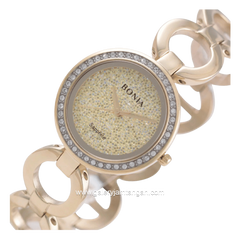 BONIA BNB10181-2227S Gold Dial Gold Fabric Stainless Steel Strap