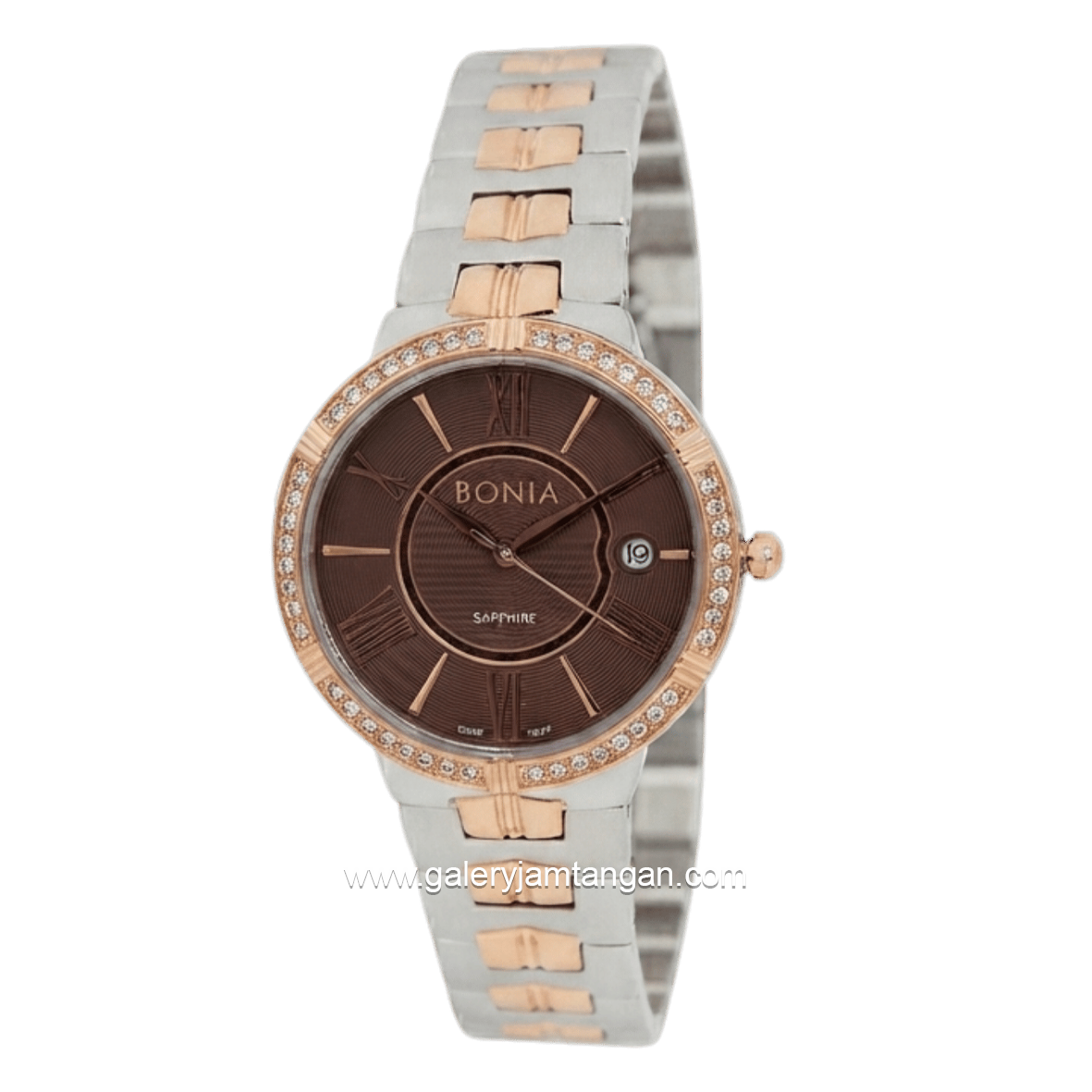 BONIA BNB10347-2643S Silver Rosegold Dial Brown Stainless Steel Strap