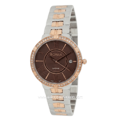 BONIA BNB10347-2643S Silver Rosegold Dial Brown Stainless Steel Strap