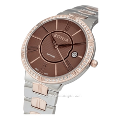 BONIA BNB10347-2643S Silver Rosegold Dial Brown Stainless Steel Strap