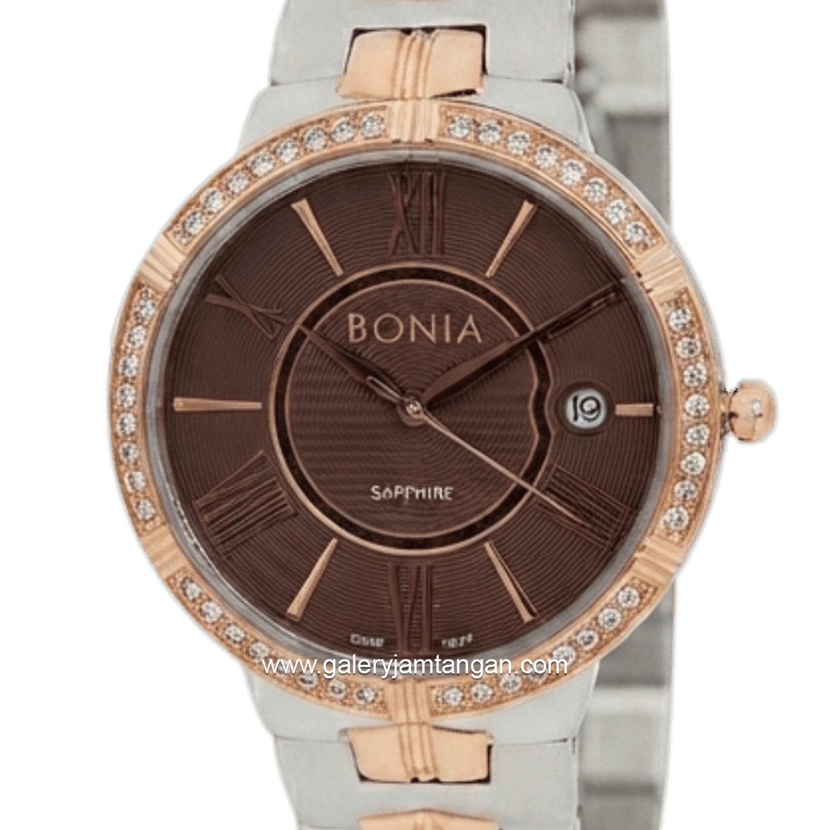 BONIA BNB10347-2643S Silver Rosegold Dial Brown Stainless Steel Strap