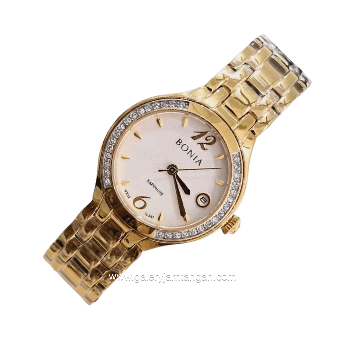BONIA BNB10351-2215S Gold Dial White Stainless Steel Strap