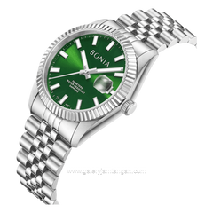 BONIA NOBLE BNB10550-5392 Silver Dial Green Stainless Steel Strap