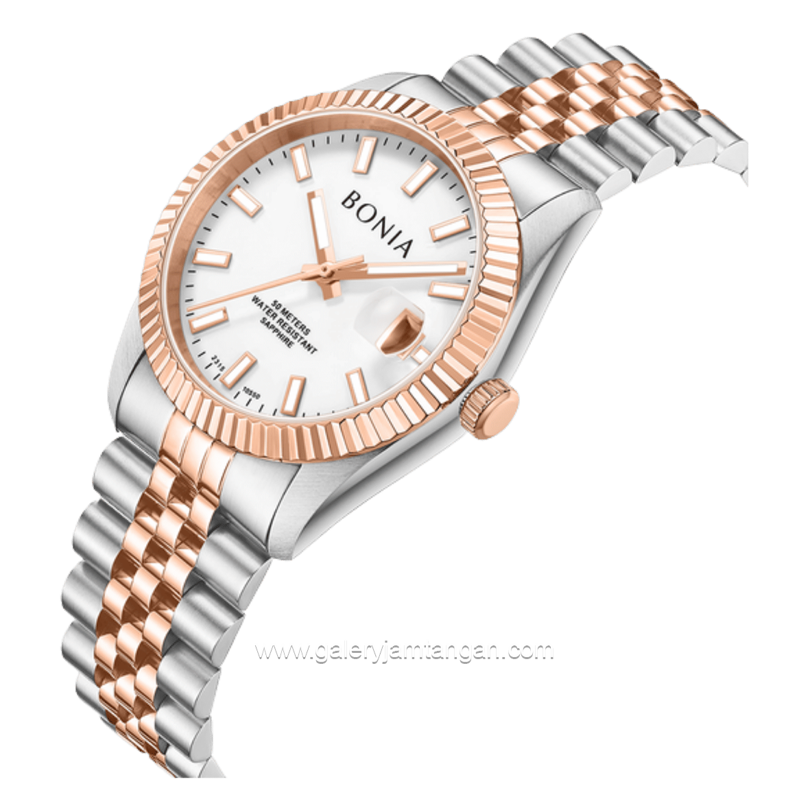 BONIA BNB10550-5612 Silver Rosegold Dial White Stainless Steel Strap