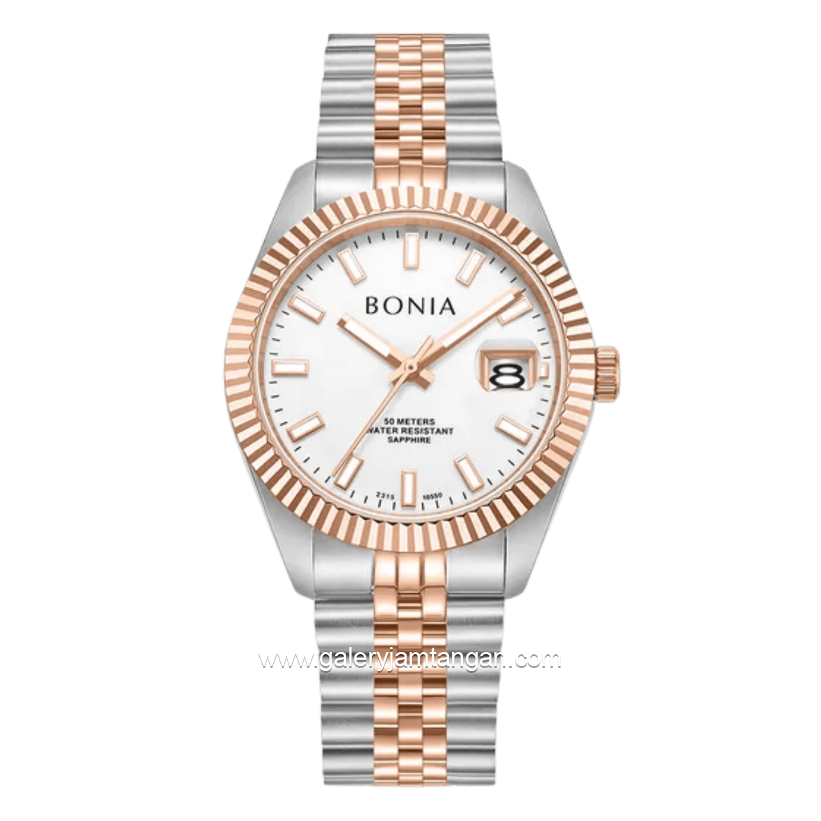 BONIA BNB10550-5612 Silver Rosegold Dial White Stainless Steel Strap