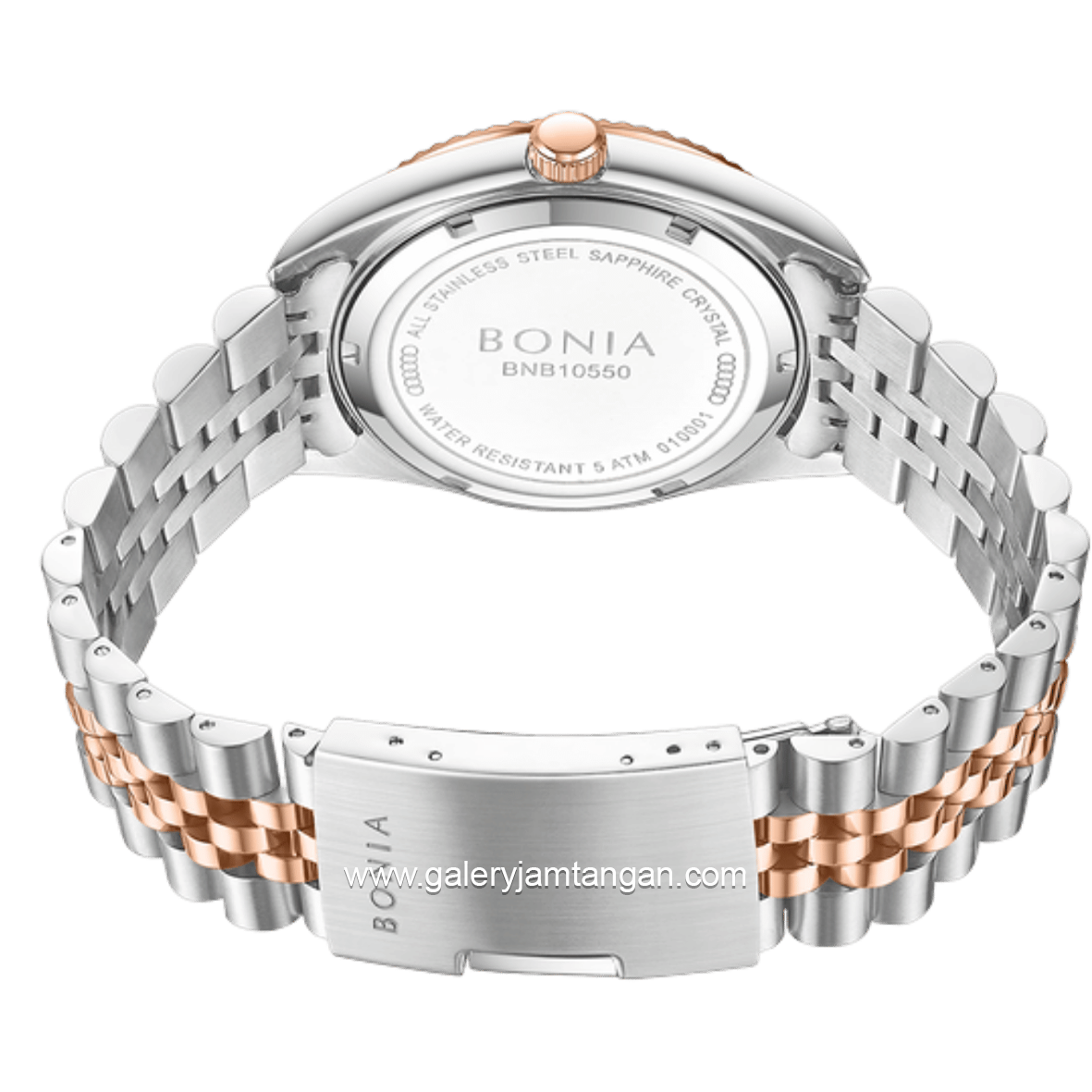 BONIA BNB10550-5612 Silver Rosegold Dial White Stainless Steel Strap