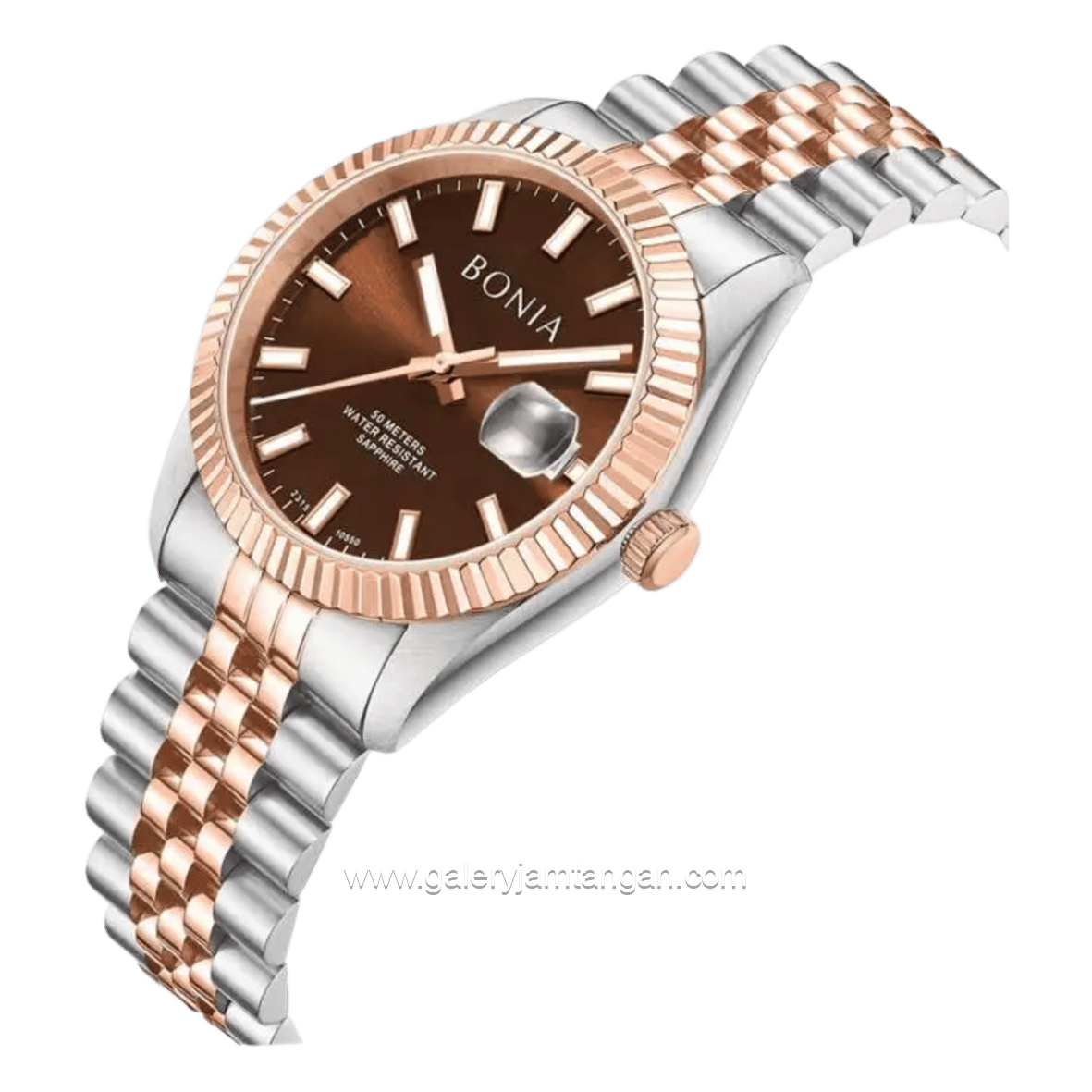 BONIA BNB10550-5642 Silver Rosegold Dial Brown Stainless Steel Strap