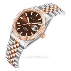 BONIA BNB10550-5642 Silver Rosegold Dial Brown Stainless Steel Strap