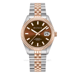 BONIA BNB10550-5642 Silver Rosegold Dial Brown Stainless Steel Strap