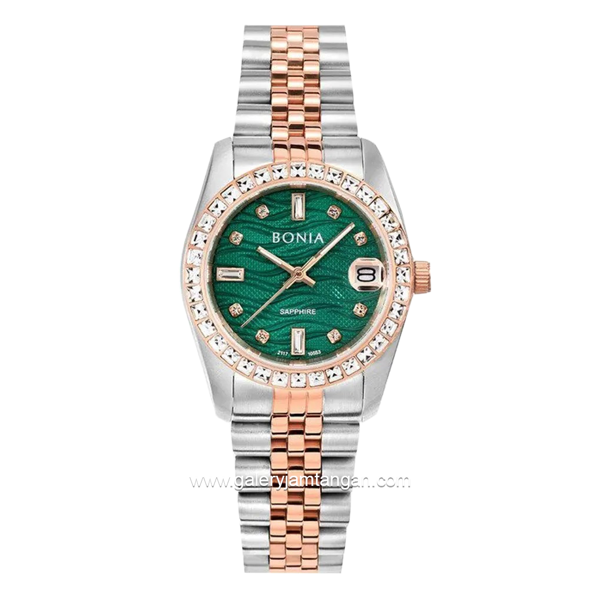 BONIA BNB10553-3696S Silver Rosegold Dial Green Stainless Steel