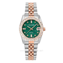 BONIA BNB10553-3696S Silver Rosegold Dial Green Stainless Steel