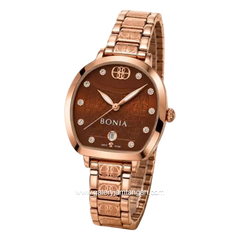 BONIA BNB10765-2547 Rosegold Dial Brown Stainless Steel Strap