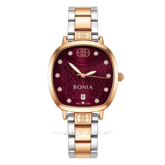 BONIA BNB10765-2667 Silver Combi Rosegold Dial Maroon Stainless Steel Strap