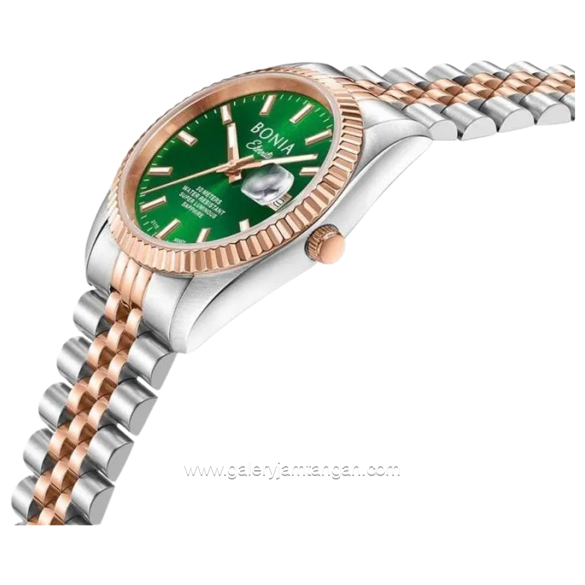 BONIA BNB10873-1692 Silver Rosegold Dial Green Stainless Steel