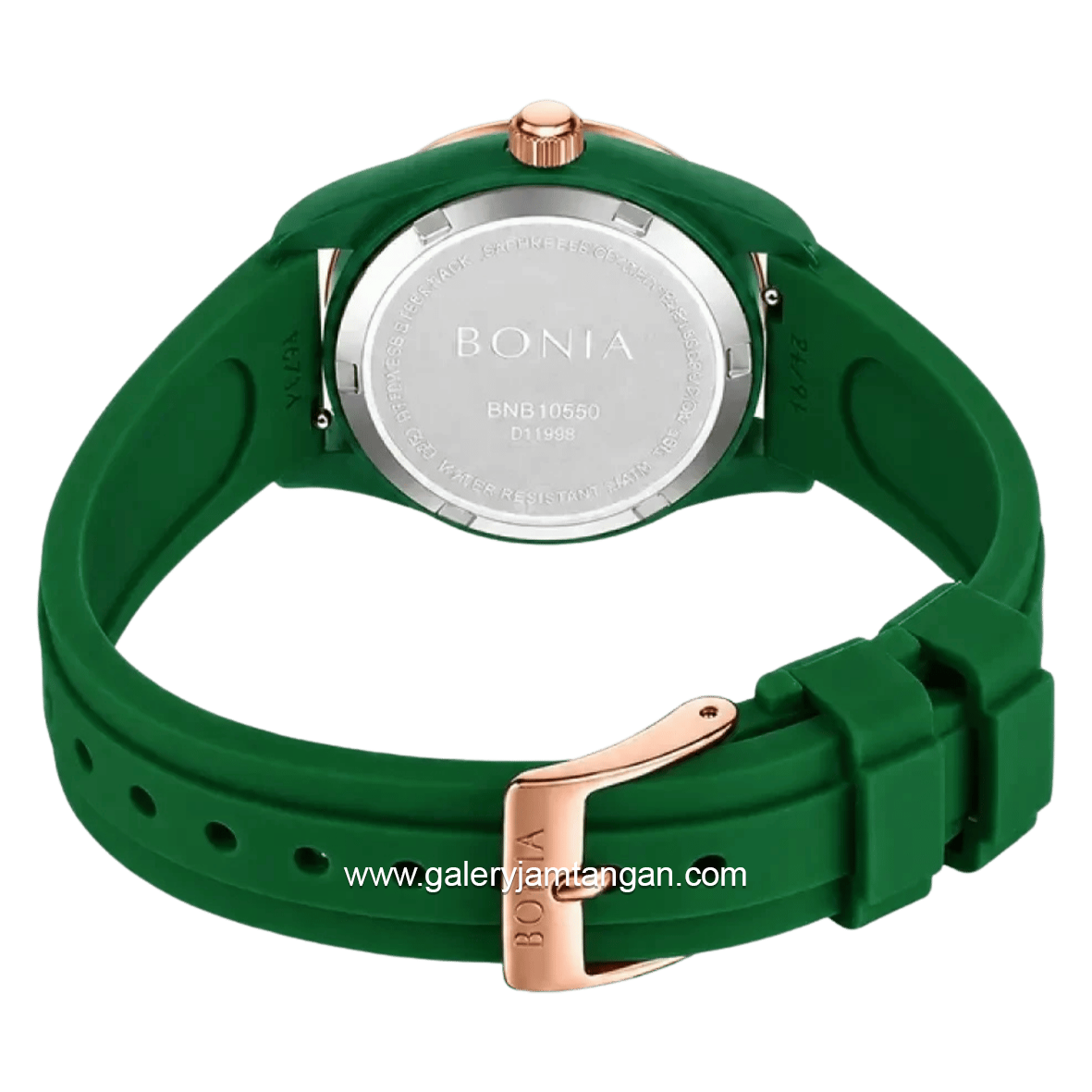 BONIA ELEGANCE BNB10880-2992 Green Rosegold Rubber Strap