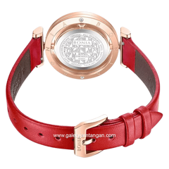 BONIA ELEGANCE BNB10926-2517S Red Rosegold Dial White Leather Strap